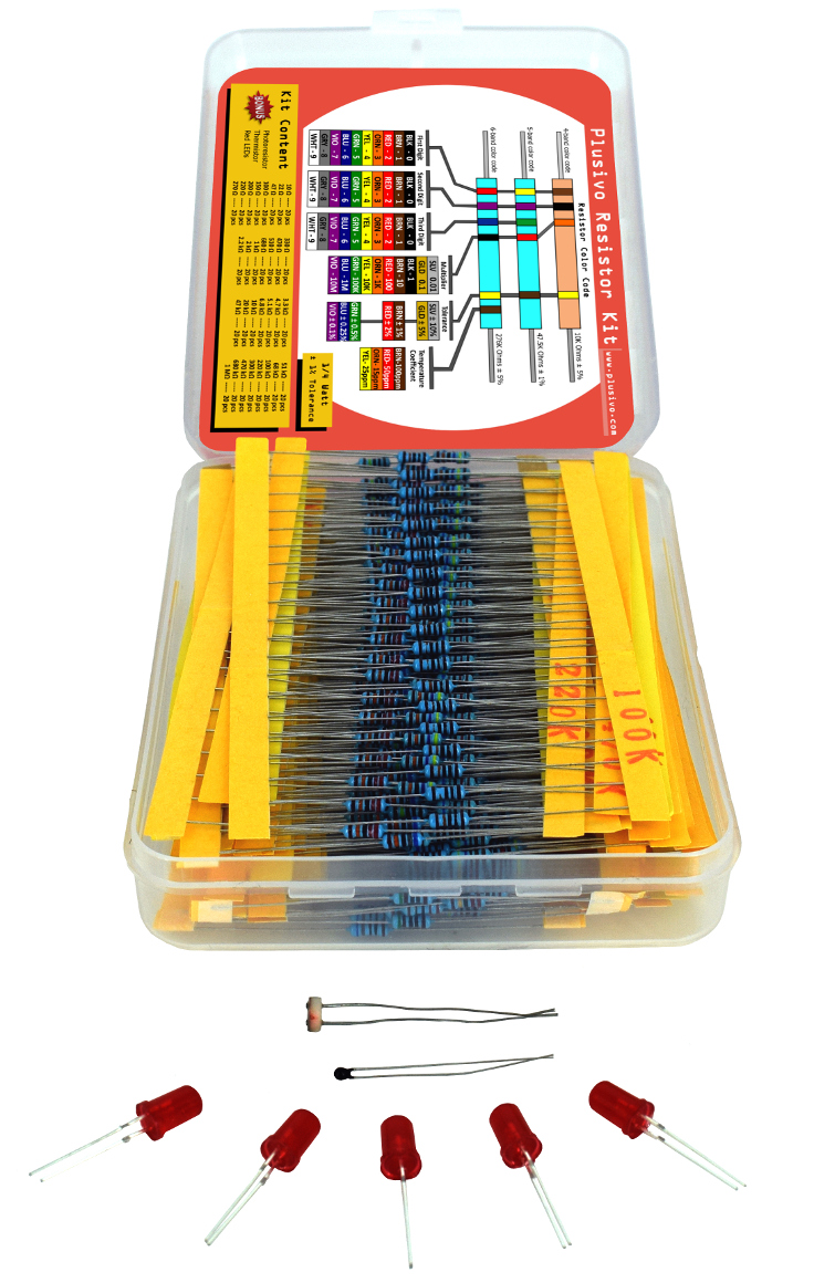 Plusivo Resistor Assortment Kit 10 Ω to 1 MΩ (600pcs)